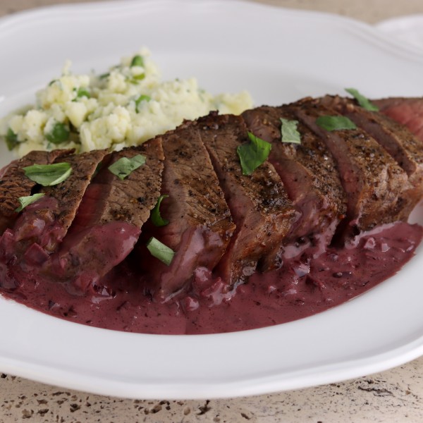 Air Fried New York Strip Steak with Red Wine Sauce